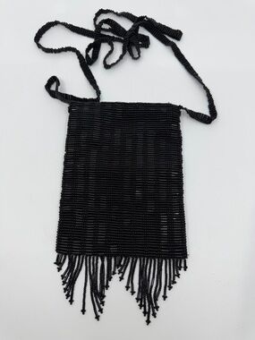 Black Beaded Fringe Crossbody Bag